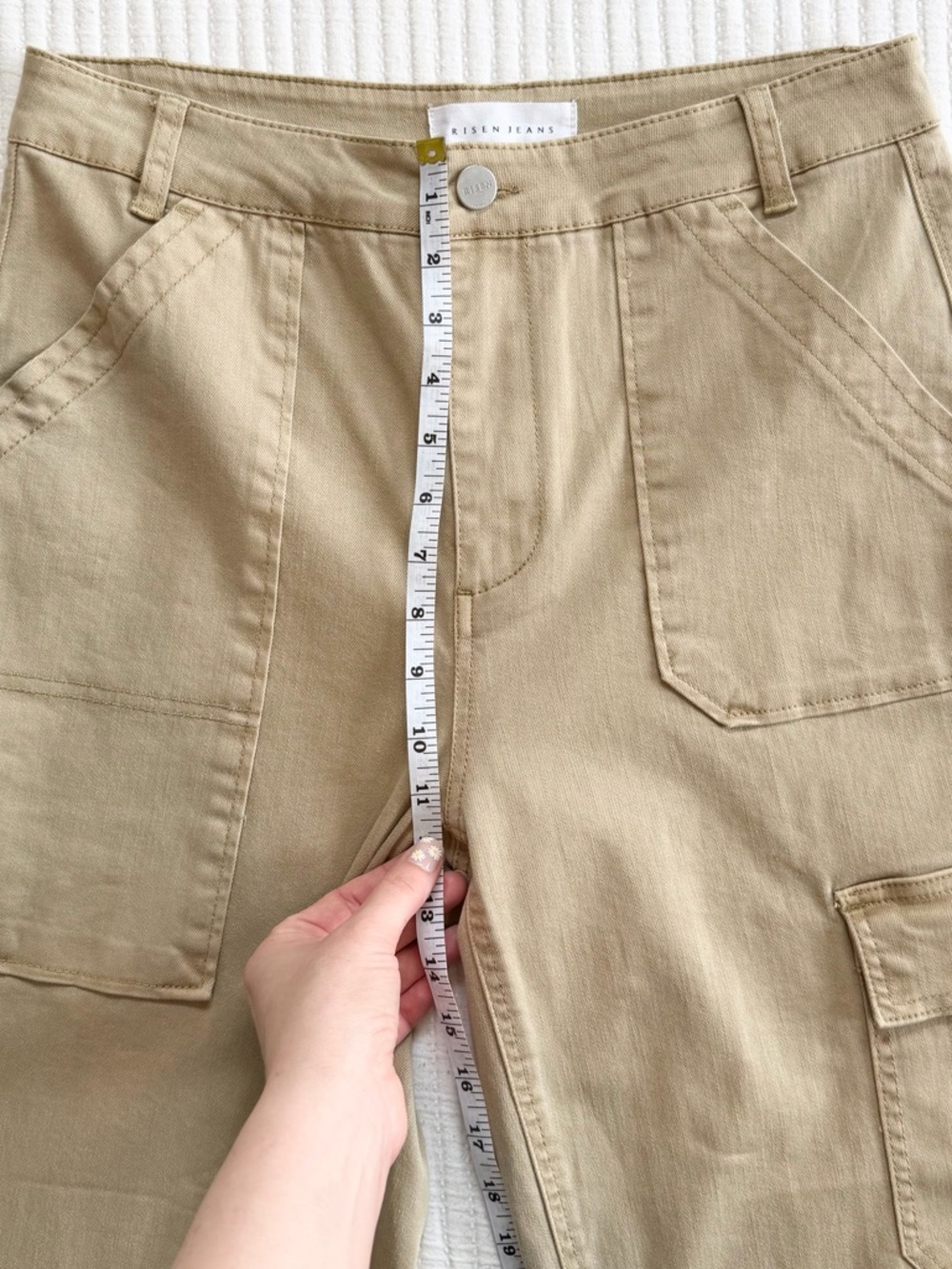 Risen High-Rise Sand Cargo Boyfriend Jeans - Picture 9 of 10